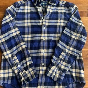 Ralph Lauren Navy and Cream Plaid Shirt NWOT